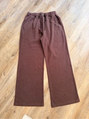 Comfrt Brown Waffle Knit Wide Leg Sweat Pants